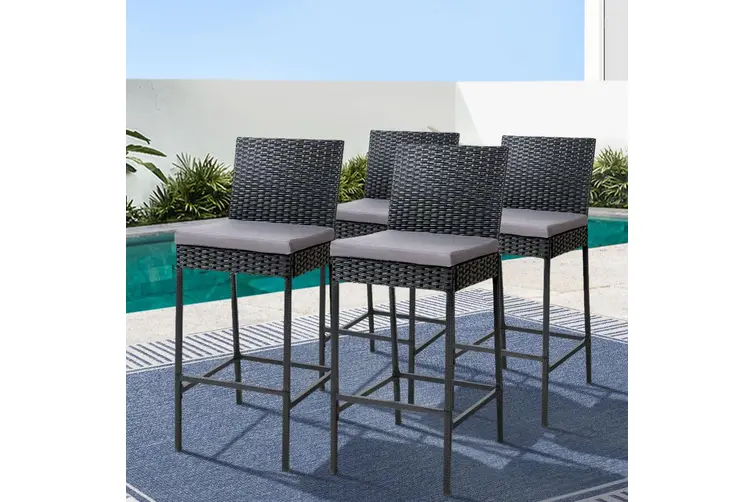 Gelt Outdoor Patio Bar Chair 4 Chairs For Balcony (Black)