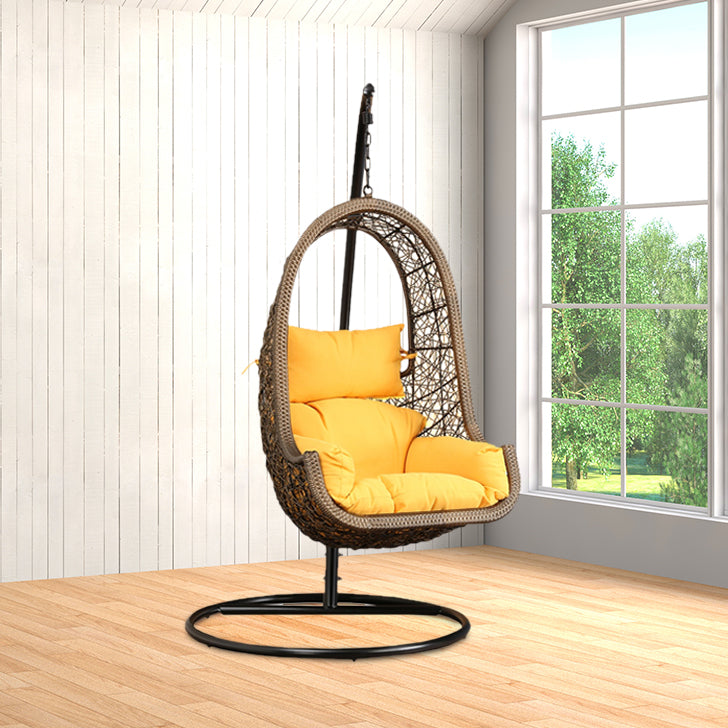 Dreamline Single Seater Hanging Swing With Stand For Balcony , Garden Swing (Brown)