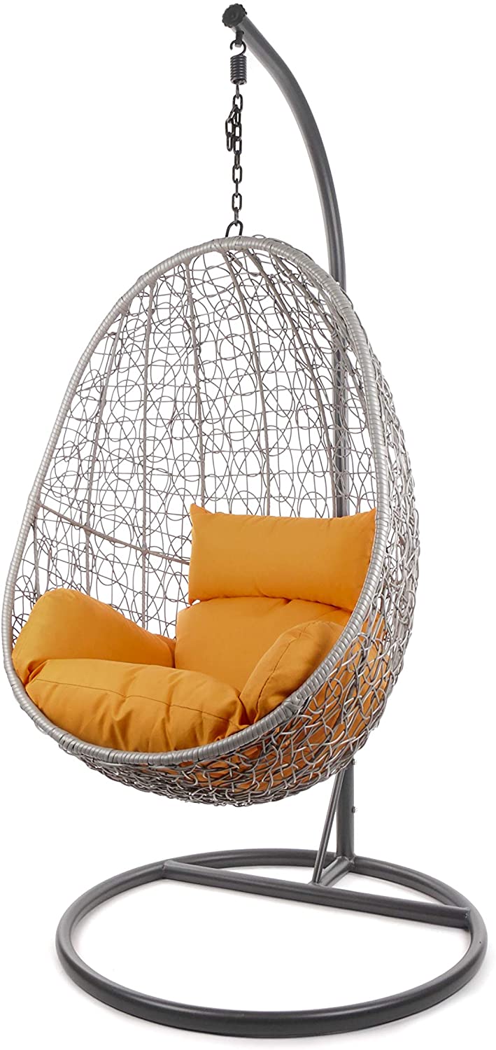 Calabresi Single Seater Hanging Swing With Stand For Balcony , Garden Swing (Dark Grey)