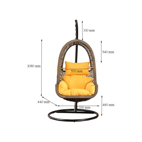 Dreamline Single Seater Hanging Swing With Stand For Balcony , Garden Swing (Brown)