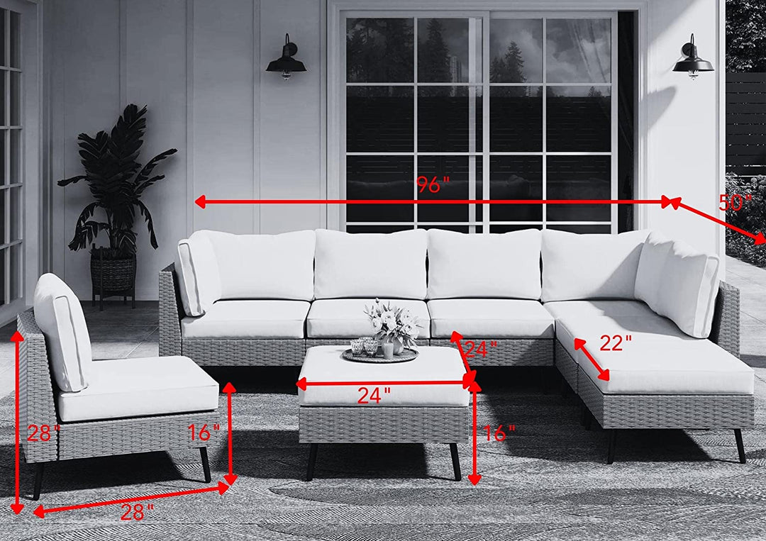 Ammar Outdoor Sofa Set 6 Seater and Single Seater with 2 Ottoman Set (Beige)