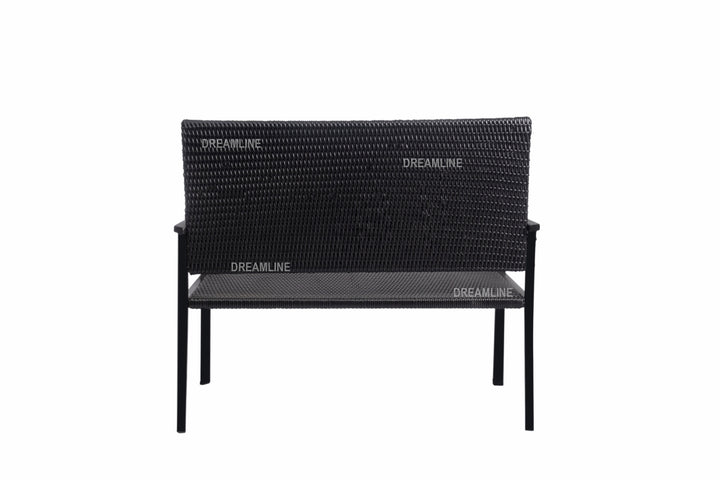 Franco Wicker 2 Seater Garden Bench for Outdoor Park - (Black)