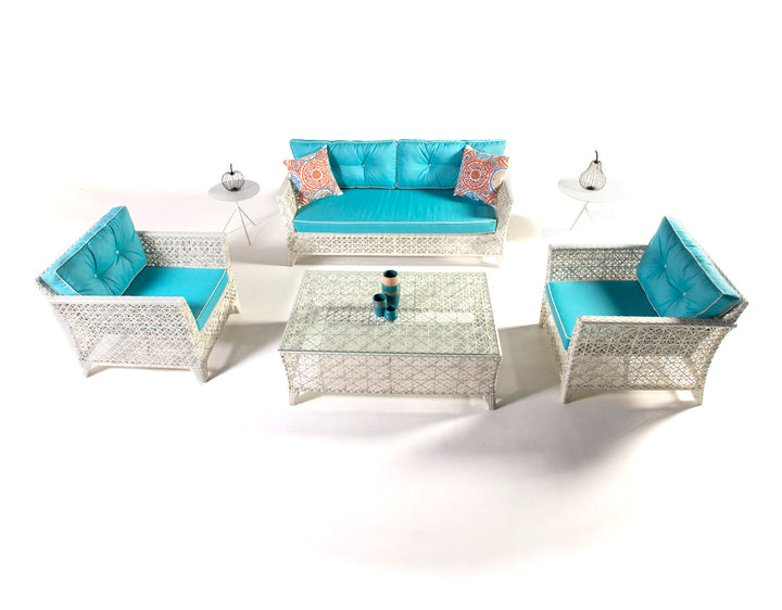 Arcuri Outdoor Sofa Set 2 Seater , 2 Single seater and 1 Center Table (Pearl White)