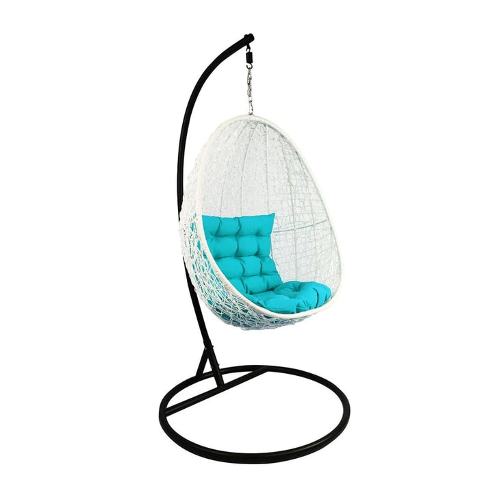 Dreamline Outdoor Furniture Single Seater Hanging Swing With Stand For Balcony , Garden Swing (White)