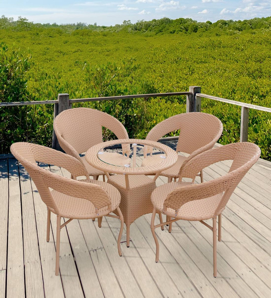 Dreamline Outdoor Furniture Garden Patio Seating Set 1+4 4 Chairs and Table Set Balcony Furniture Coffee Table Set