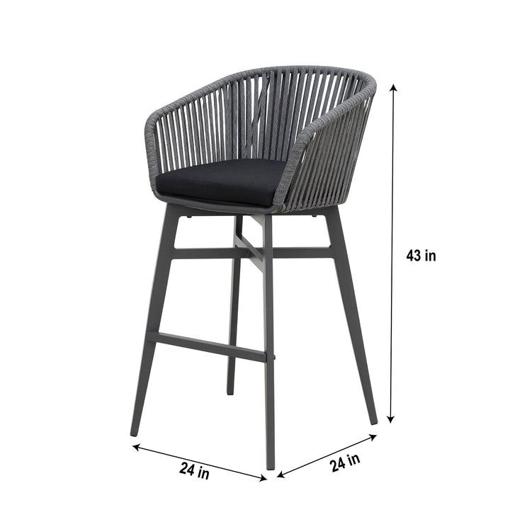 Teobaldo Outdoor Bar Chair 1 Garden Patio Bar stool For Balcony  Chair (Dark Grey)