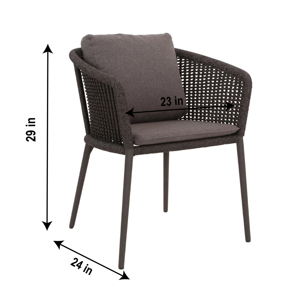 Pico Outdoor Patio Seating Set 2 Chairs and 1 Table Set (Black) Braided & Rope