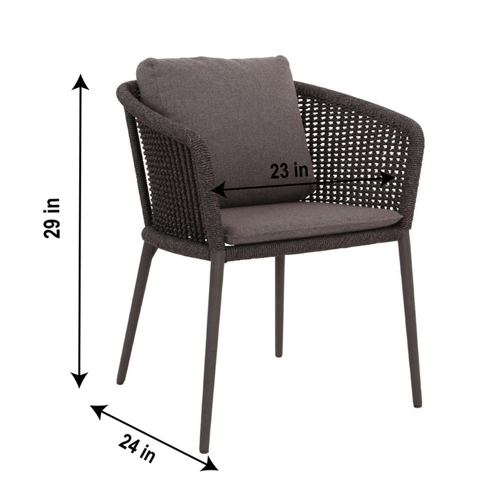 Pico Outdoor Patio Seating Set 2 Chairs and 1 Table Set (Black) Braided & Rope