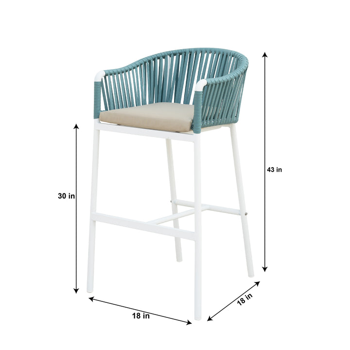 Hency Outdoor Patio Bar Chair 1 Chair for Balconey (Sky Blue) Braided & Rope