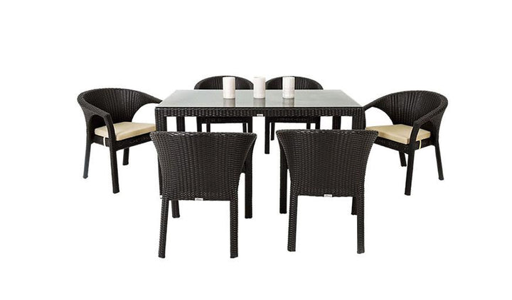 Conti Outdoor Patio Dining Set 6 Chairs and 1 Table (Dark Brown)