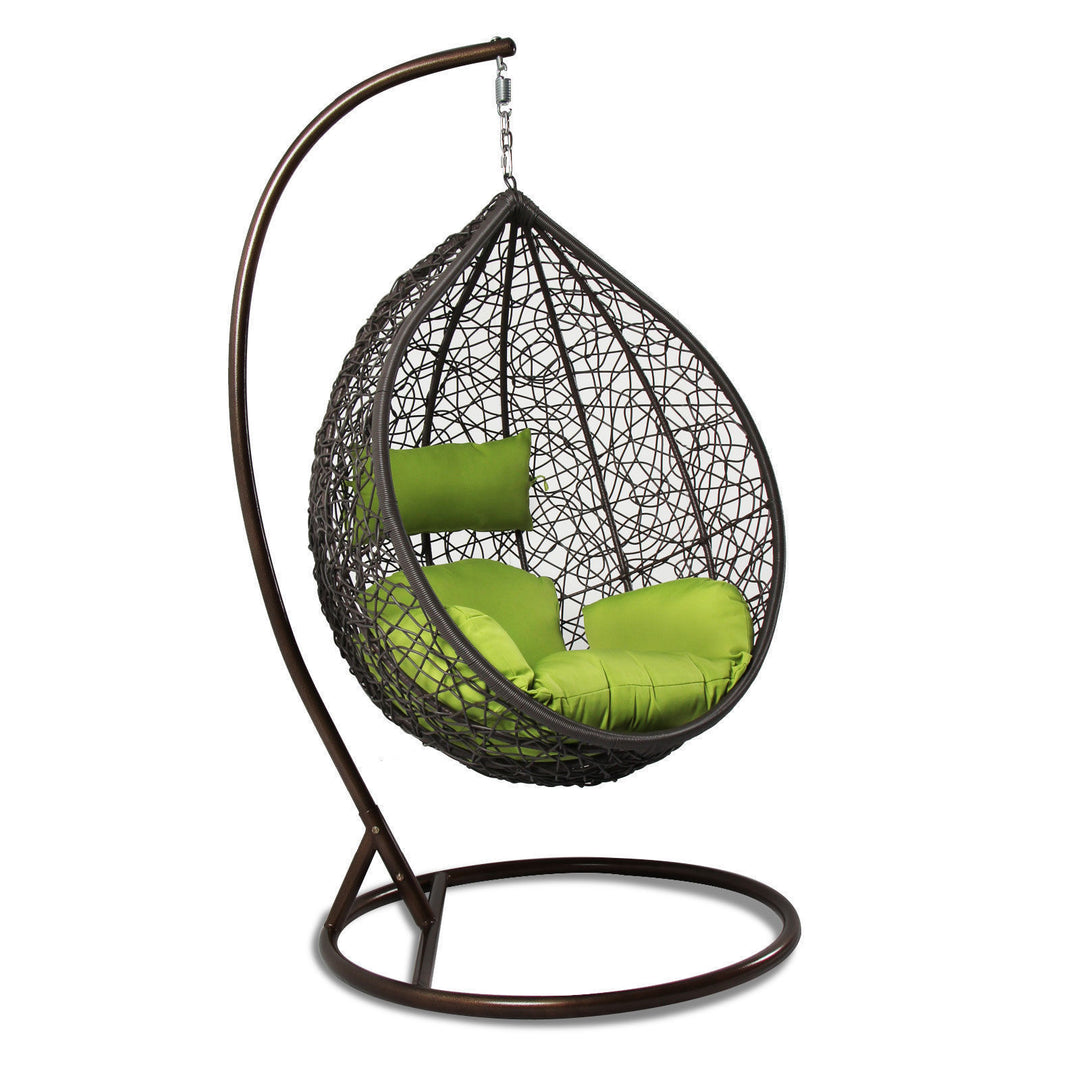 Bartolomeo Single Seater Hanging Swing With Stand For Balcony , Garden Swing (Dark Brown)