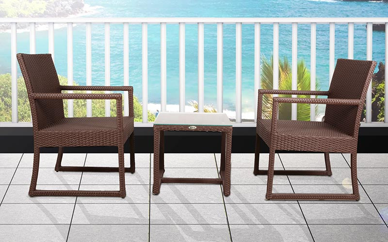 Binny Outdoor Patio Seating Set 2 Chairs and 1 Table Set (Brown)