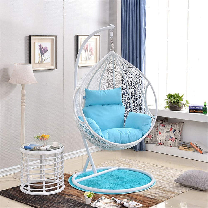 Dreamline Outdoor Furniture Single Seater Hanging Swing With Stand For Balcony , Garden Swing (White)