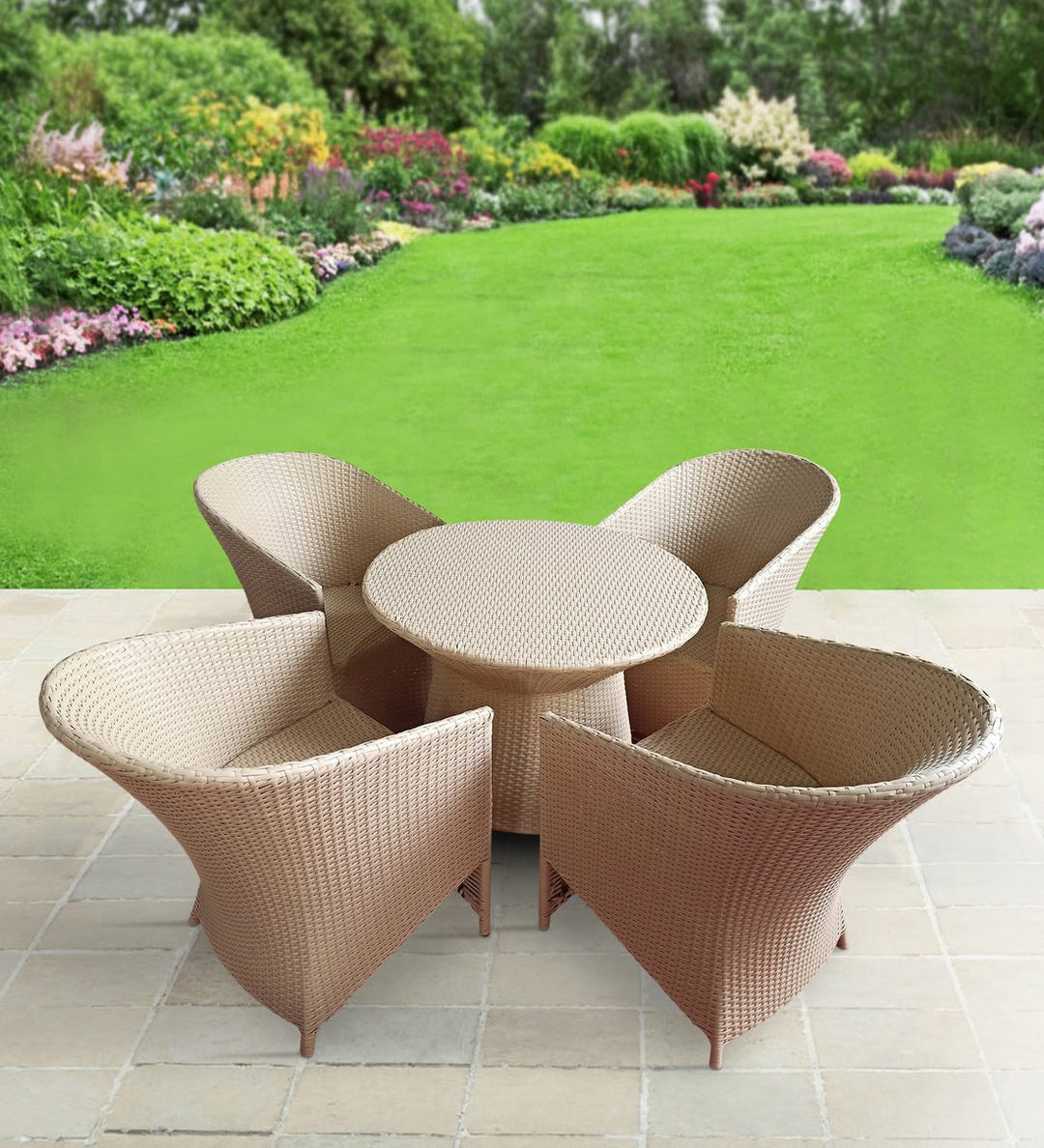 Vava Outdoor Patio Seating Set Chairs and Table Set (Cream)