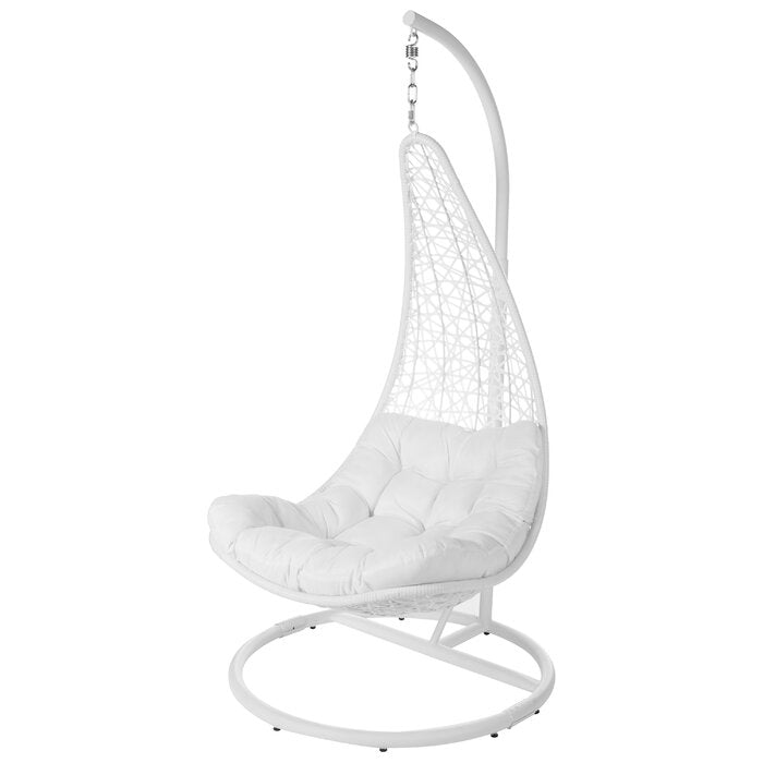 Vanda Single Seater Hanging Swing With Stand For Balcony , Garden Swing (White)