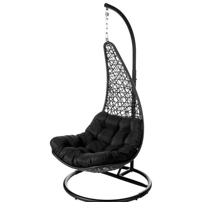Kasa Single Seater Hanging Swing With Stand For Balcony , Garden (Black)