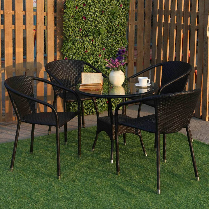 Dreamline Outdoor Furniture Garden Patio Seating Set 1+4 4 Chairs and Table Set Balcony Furniture Coffee Table Set