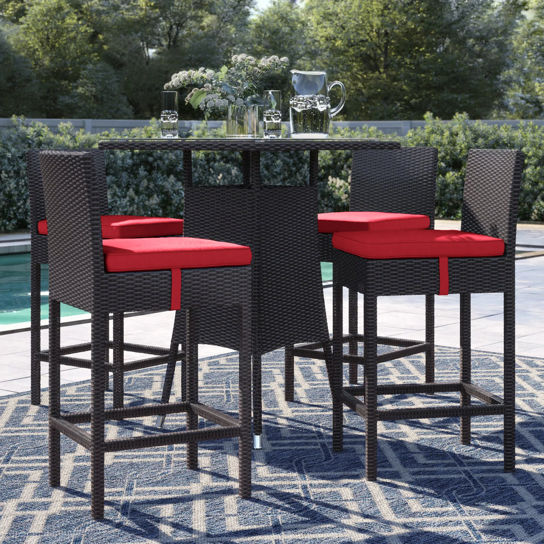 Volta Outdoor Patio Bar Sets 4 Chairs and 1 Table (Dark Brown)