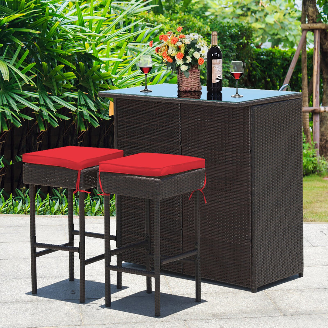 Massimo Outdoor Patio Bar Sets Stools and Table (Dark Brown)