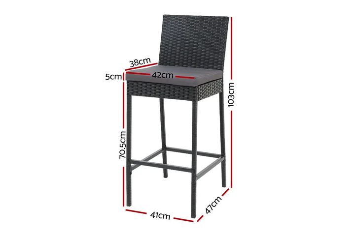 Gelt Outdoor Patio Bar Chair 4 Chairs For Balcony (Black)