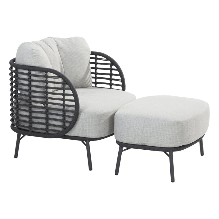 Locator Outdoor Sofa Set 2 Seater, 2 Single seater with ottoman and 1 Center Table Set (Dark Grey) Braided & Rope