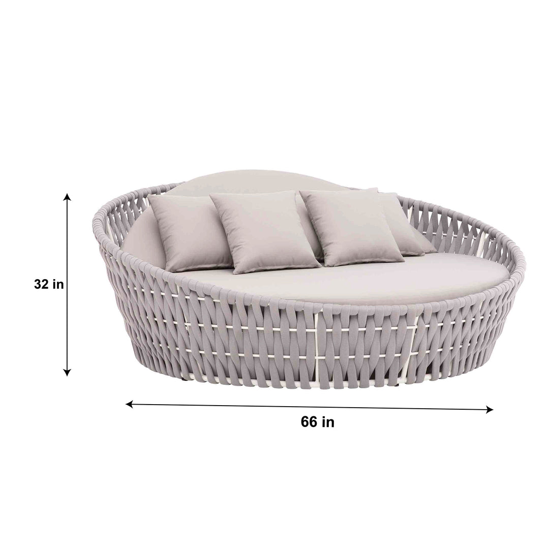 Cuba Outdoor Poolside Sunbed With Cushion Daybed ( Light Grey) Braided & Rope