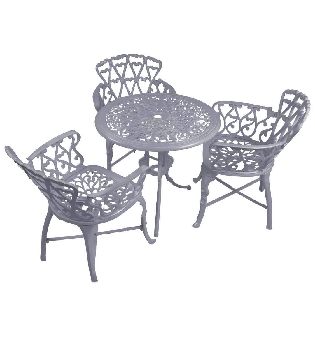 Zina Cast Aluminium Garden Patio Seating 3 Chair and 1 Table Set
