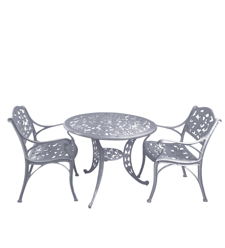 Lenz Cast Aluminium Garden Patio Seating 2 Chair and 1 Table Set