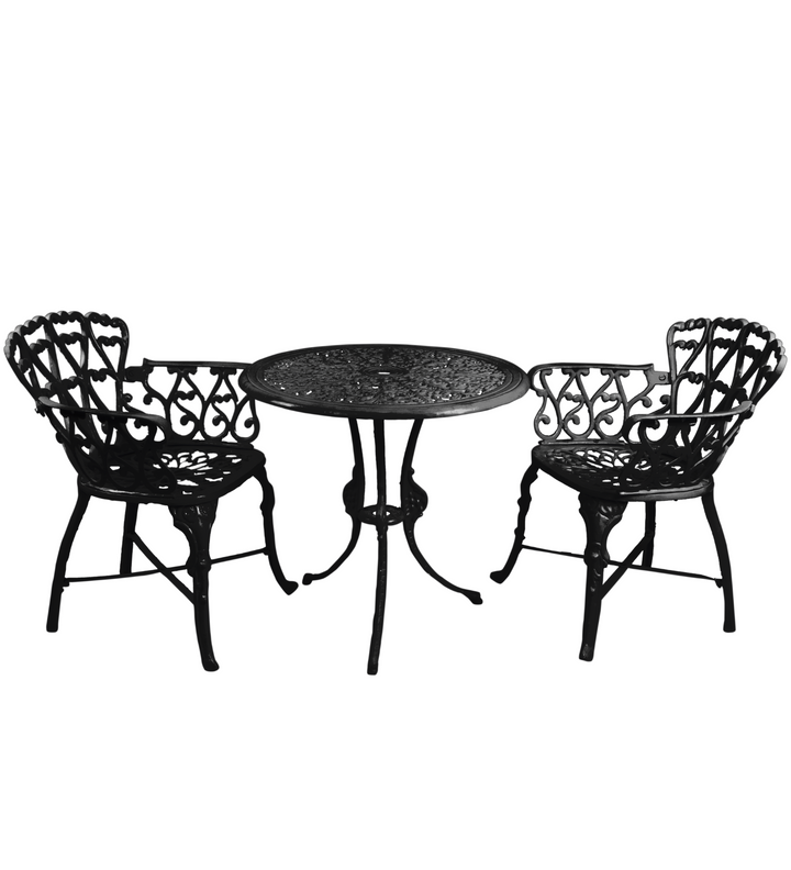 Rino Cast Aluminium Garden Patio Seating 2 Chair and 1 Table Set