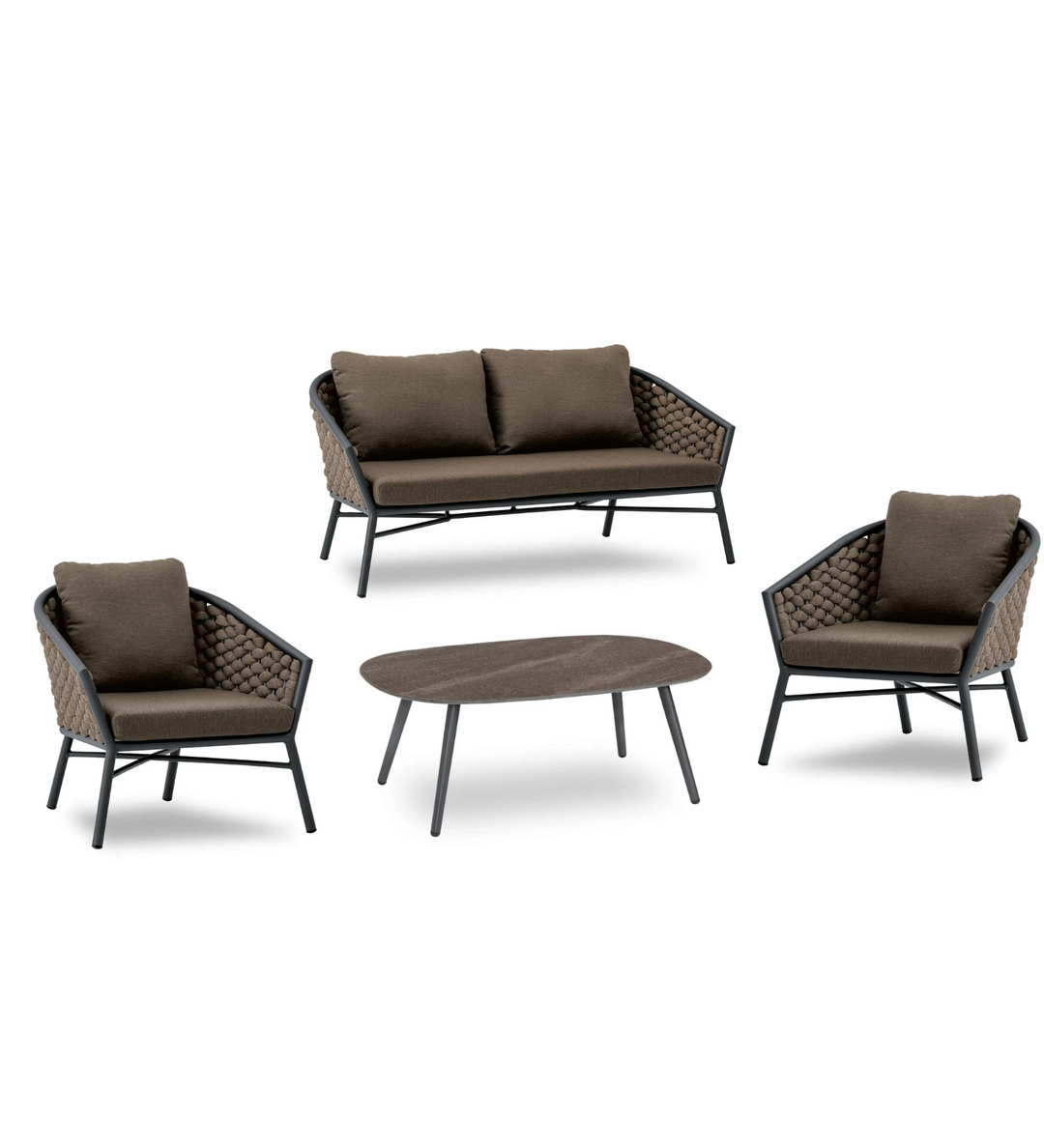 Venezia Outdoor Sofa Set 2 Seater, 2 Single seater and 1 Center Table Braided & Rope