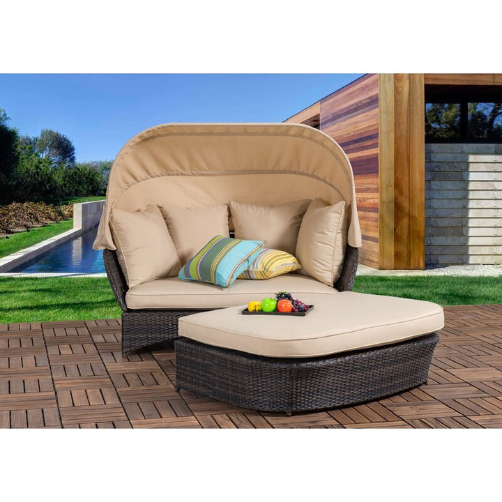 Dreamline Outdoor Furniture Poolside Sunbed With Cushion Daybed (Brown)