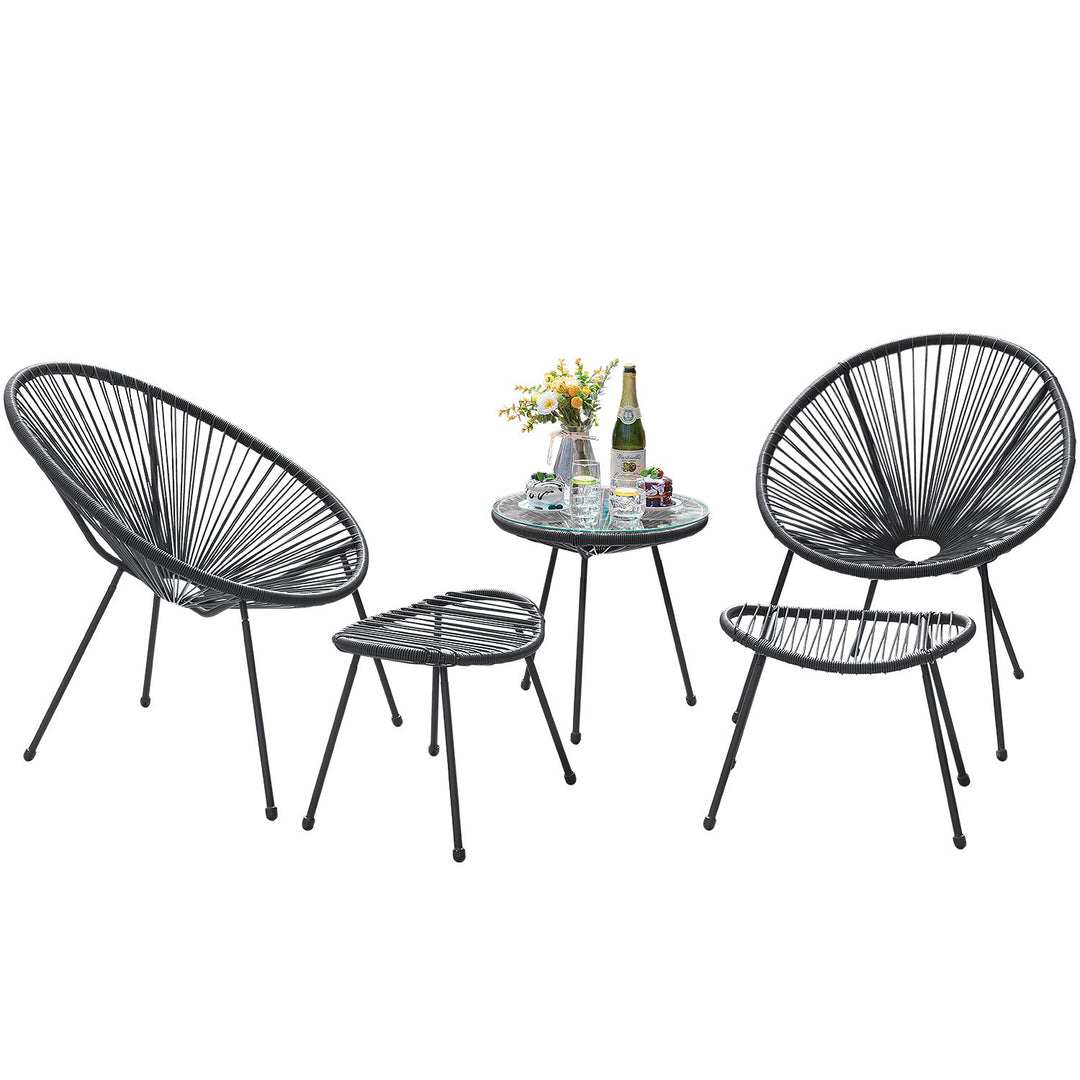 Lung Outdoor Patio Seating Set 2 Chairs and 1 Table Set (Black)