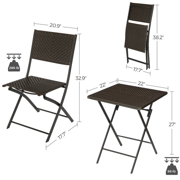 Boni Outdoor Patio Seating Set 2 Chairs and 1 Table Set (Dark Brown)