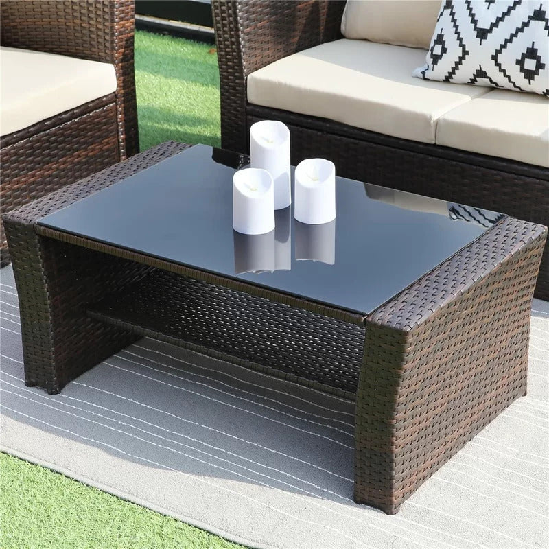 Leveque Outdoor Sofa Set 2 Seater, 2 Single seater and 1 Center Table (Brown)