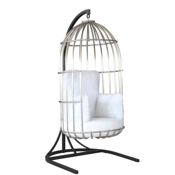 Fino Single Seater Hanging Swing With Stand For Balcony , Garden Swing (Silver)