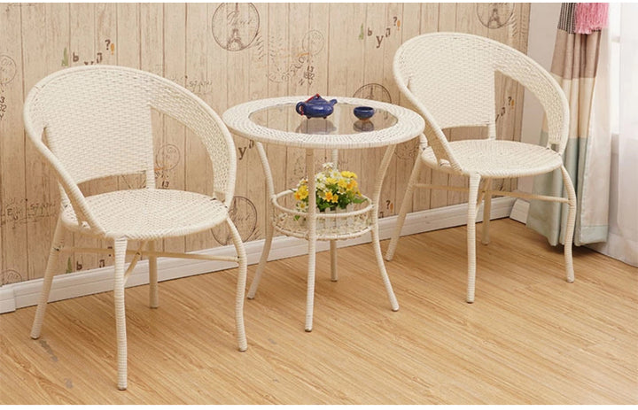 Prishu Outdoor Patio Seating Set 2 Chairs and 1 Table Set (Cream)