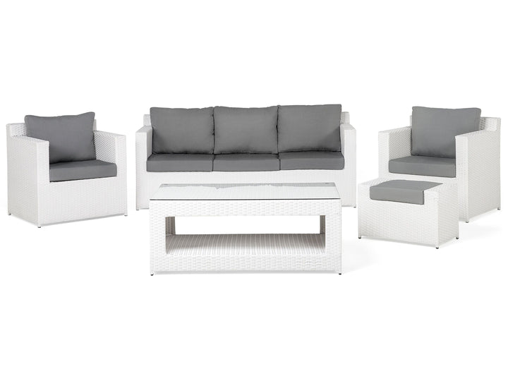 Nicholas Outdoor Sofa Set 3 Seater , 2 Single seater With Ottoman and 1 Center Table Set (White)