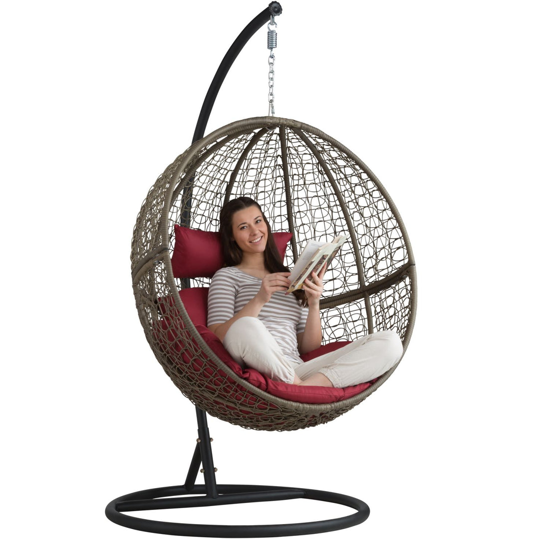 Orsino Single Seater Hanging Swing With Stand For Balcony , Garden Swing (Light Brown)