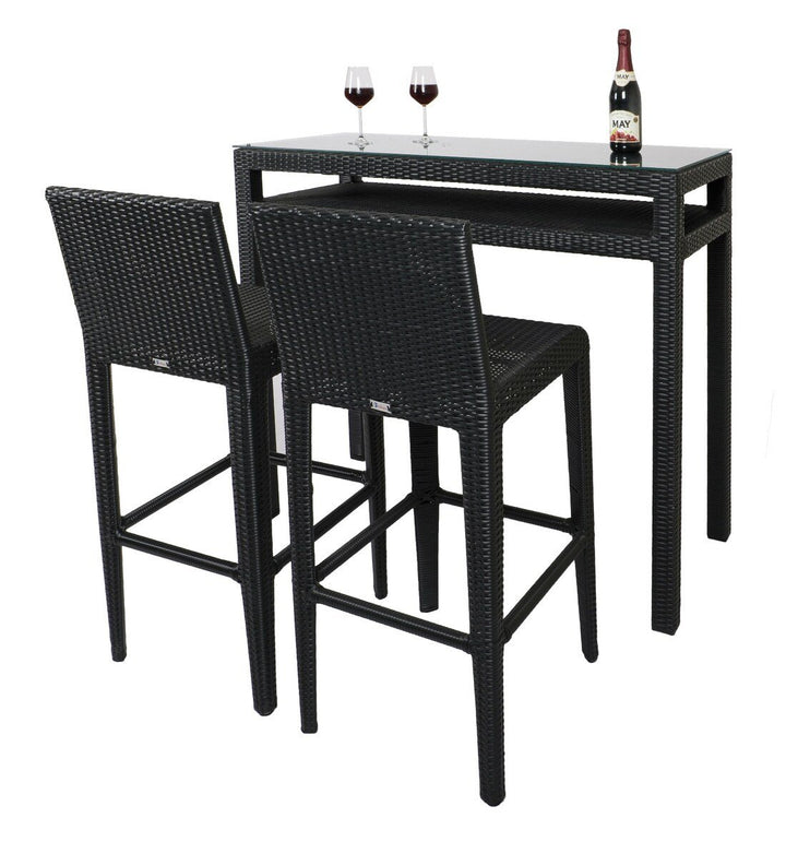 Dreamline Outdoor Bar Sets Garden Patio Bar Sets 1+2 2 Chairs and Table Set Balcony Bar Table Set (Black)