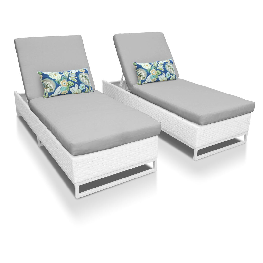 Navi Outdoor Swimming Poolside Lounger With (Set of 2 ) (White)