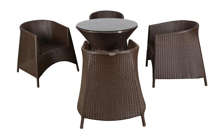 Aaru Outdoor Patio Seating Set 4 Chairs and 1 Table Set (Dark Brown)