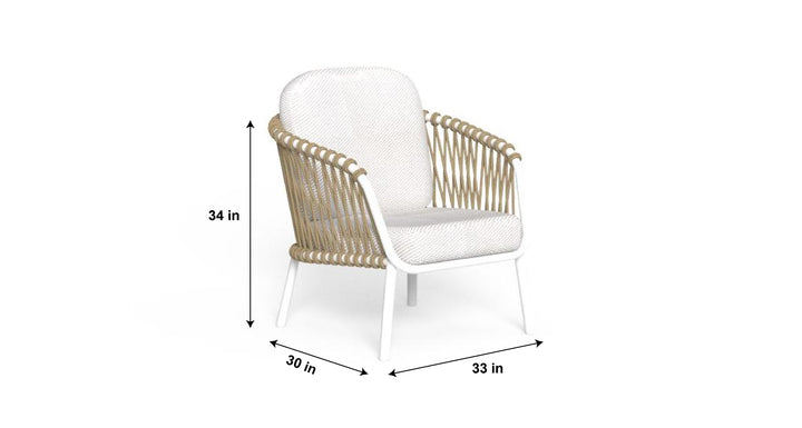 Rambo Outdoor Sofa Set 2 Seater , 2 Single seater and 1 Center Table Set (White+Tan) Braided & Rope