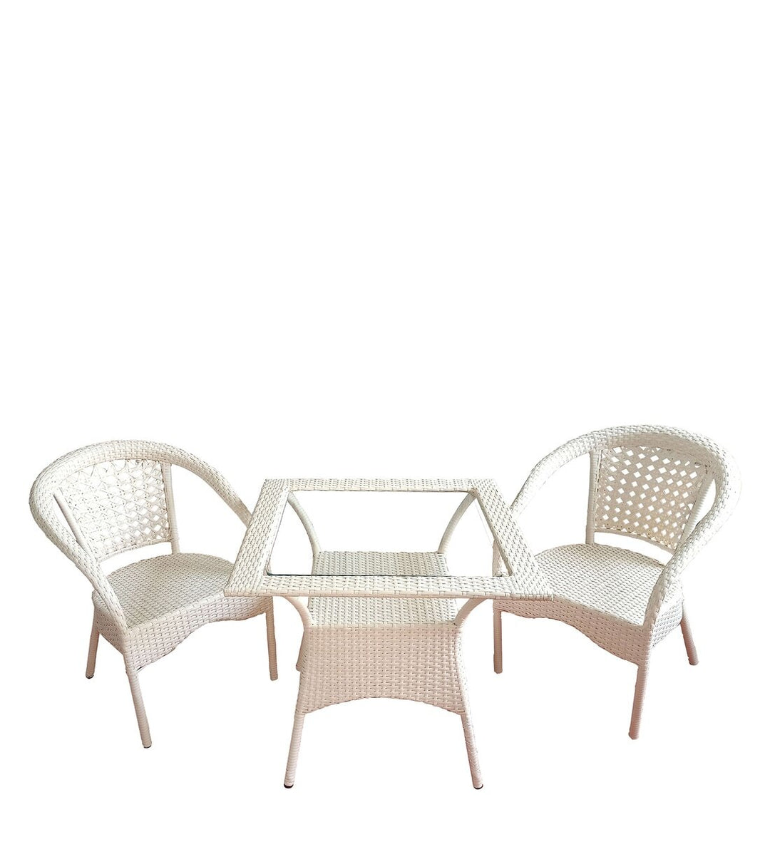 Romy Outdoor Patio Seating Set 2 Chairs and 1 Table Set (Cream)
