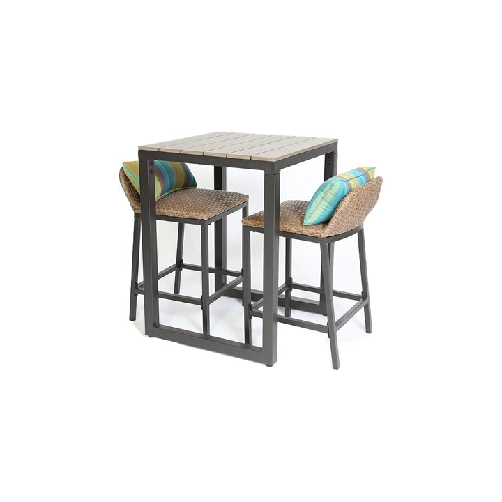 Dreamline Outdoor Bar Sets Garden Patio Bar Sets 1+2 2 Chairs and Table Set Balcony Bar Table Set (Cream)