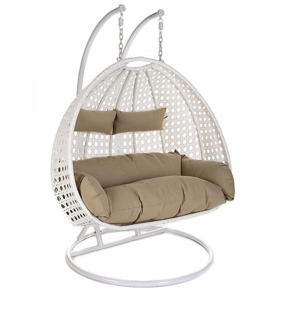 Dreamline Outdoor Furniture Double Seater Hanging Swing With Stand For Balcony , Garden Swing (White)