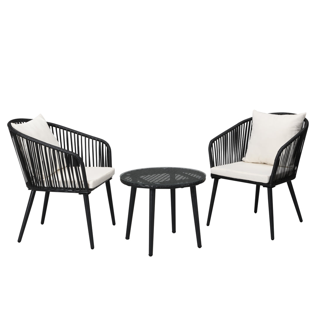Feeds Outdoor Patio Seating Set 2 Chairs and 1 Table Set (Black)