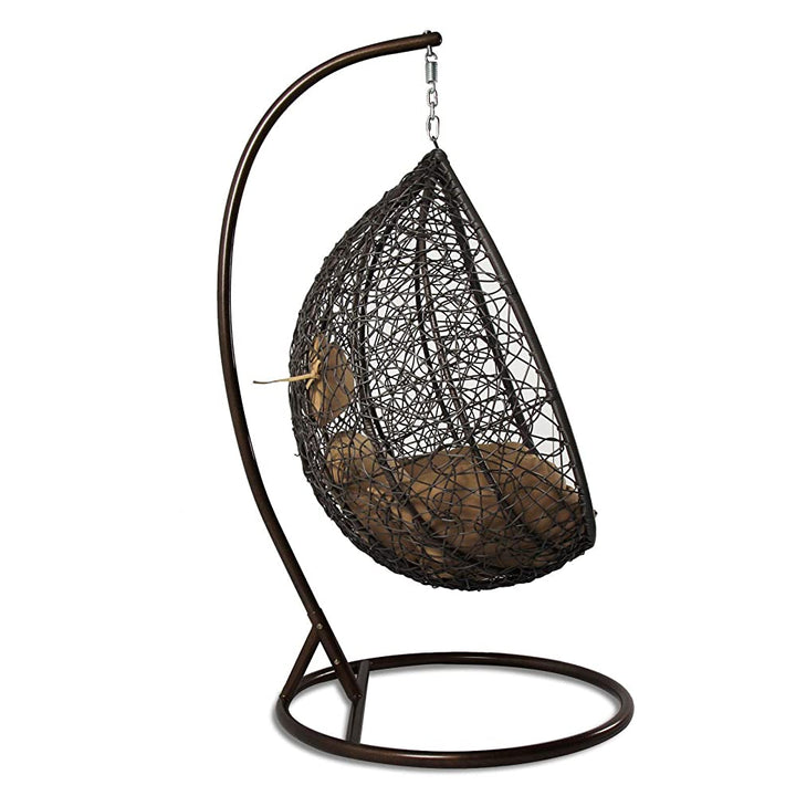 Mele Single Seater Hanging Swing With Stand For Balcony , Garden Swing (Black)