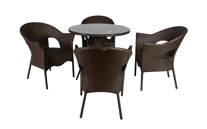 Ace Outdoor Patio Seating Set 4 Chairs and 1 Table Set (Dark Brown)