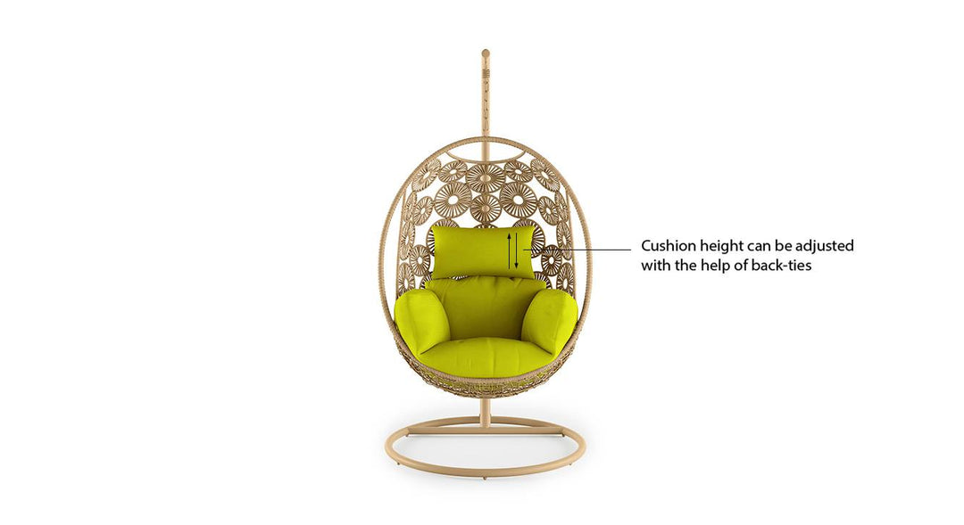 Noemi Single Seater Hanging Swing With Stand For Balcony Garden Swing (Honey)