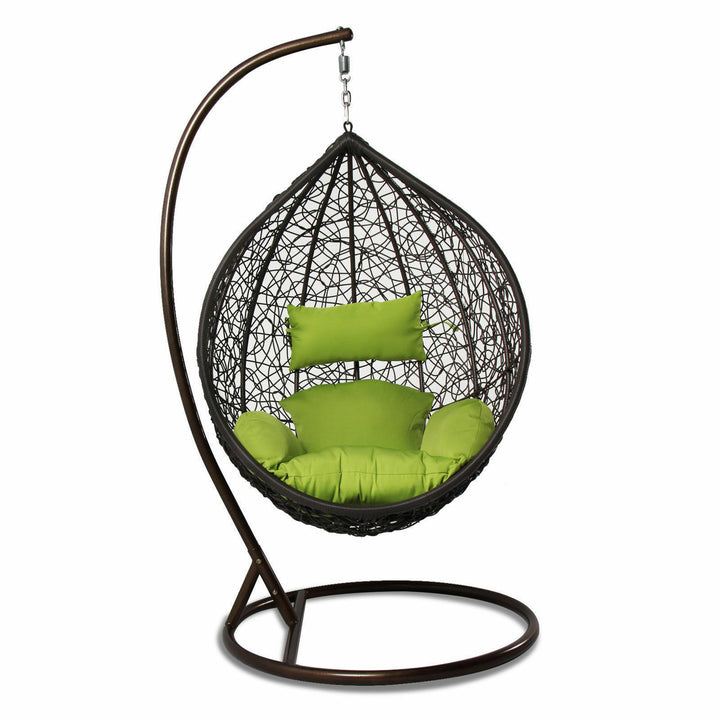 Bartolomeo Single Seater Hanging Swing With Stand For Balcony , Garden Swing (Dark Brown)